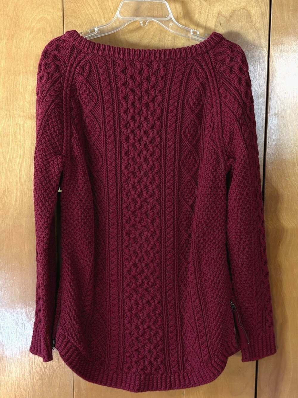 L.L. Bean Signature Fisherman Cable Knit Sweater Women Medium Red Scarlet COTTON